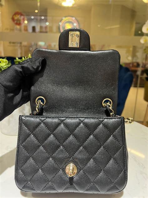 chanel mini square black caviar ghw|2012.